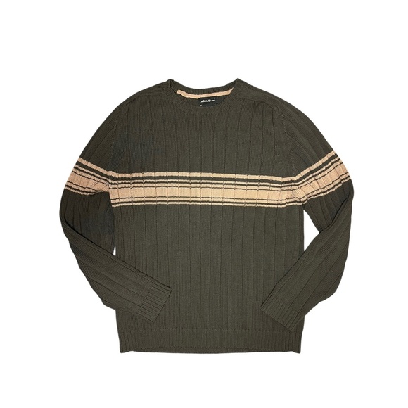 Eddie Bauer Y2K Stripe Knit Oversized Sweater Large Tall Cotton - Picture 1 of 5